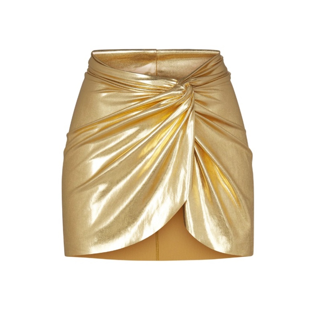 Skims Metallic Swim Sarong Mini Skirt